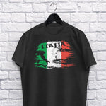 Italia Paint with Boot adult black t-shirt on a hanger