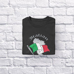 Italian Boot with Flag adult black t-shirt folded