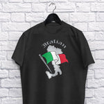 Italian Boot with Flag adult black t-shirt on a hanger