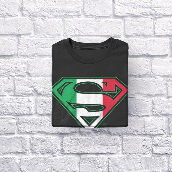 Superman adult black t-shirt folded