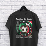 Campioni del Mondo Soccer adult black t-shirt on a hanger