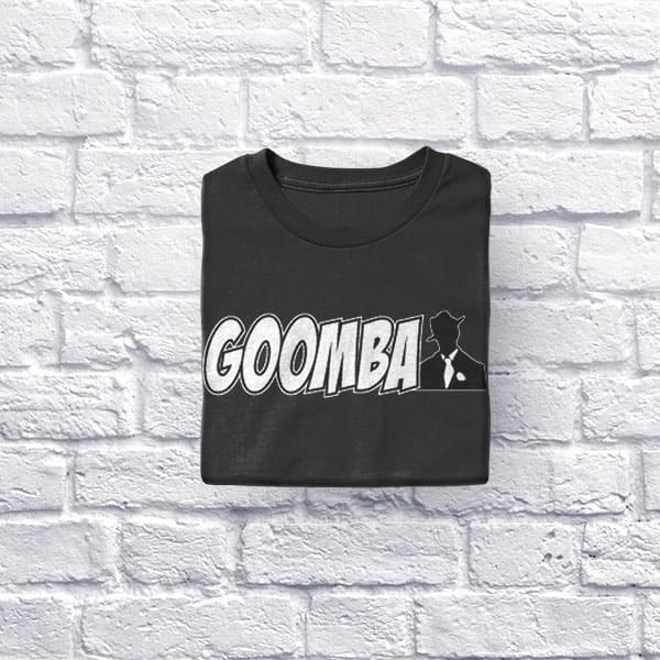 Goomba adult black t-shirt folded