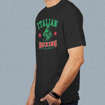 Italian Boxing Club adult black t-shirt on a man side view