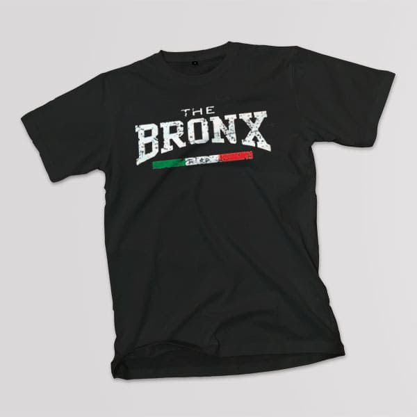 The Bronx adult black t-shirt on a table