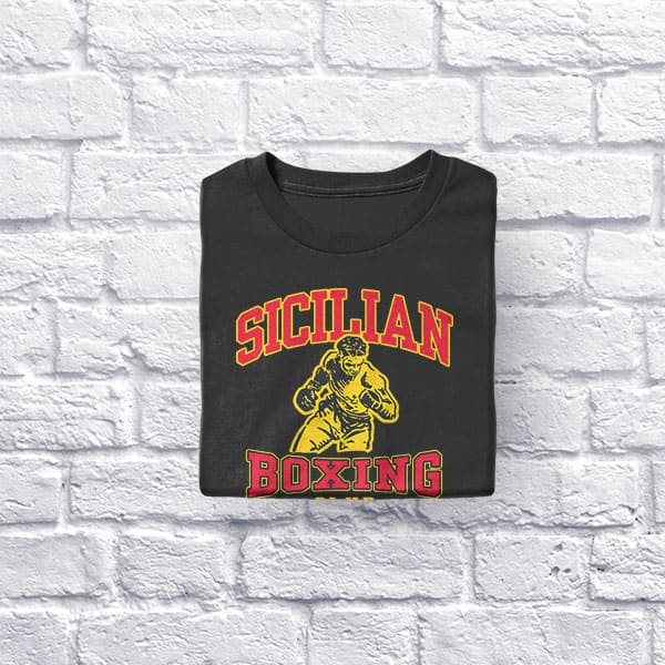 Sicilian Boxing adult black t-shirt folded