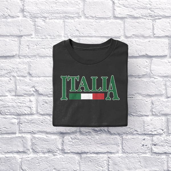 Italia adult black t-shirt folded