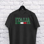 Italia adult black t-shirt on a hanger