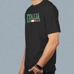 Italia adult black t-shirt on a man side view