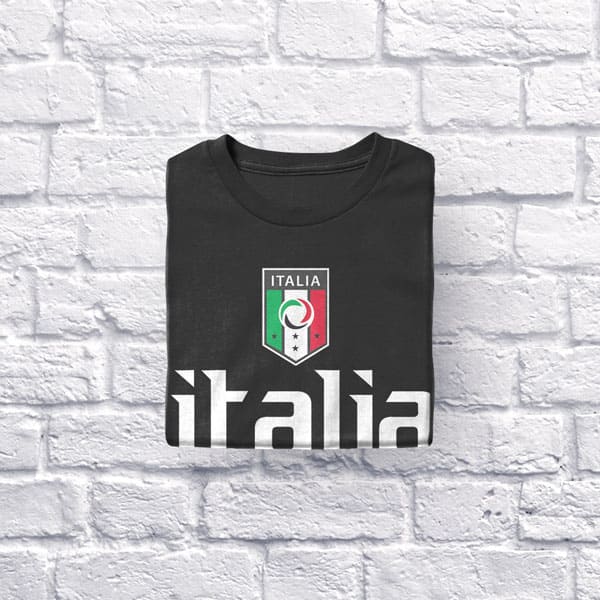 Italia soccer adult black t-shirt folded