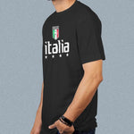 Italia soccer adult black t-shirt on a man side view