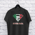Super Papa adult black t-shirt on a hanger