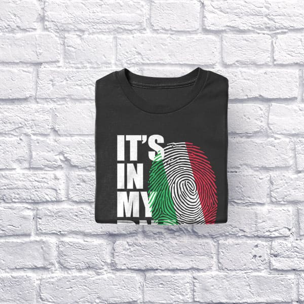 It's In My DNA Italian adult black t-shirt folded