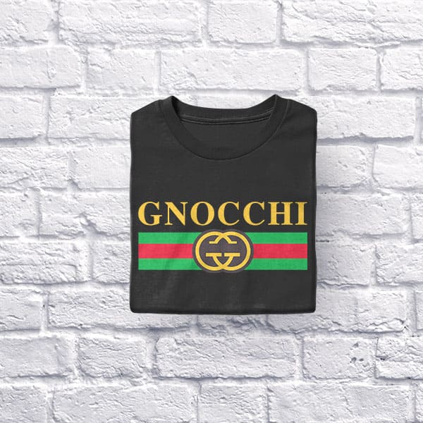 Gnocchi adult black t-shirt folded