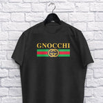 Gnocchi adult black t-shirt on a hanger