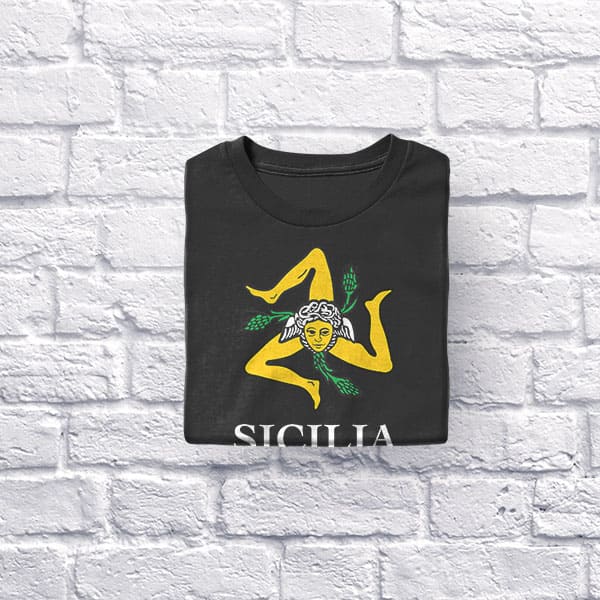 Sicilia adult black t-shirt folded