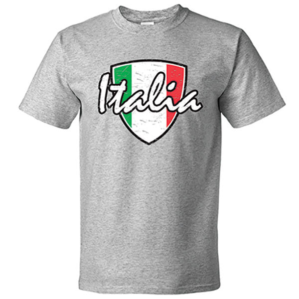 Italian Merch Adult Italia Distressed Badge Grey T-Shirt – The Italian American ...
