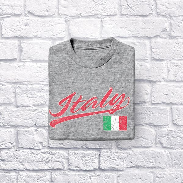 Baseball Italy adult grey t-shirt on folded