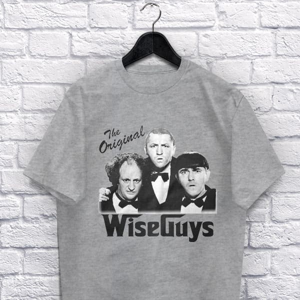 Original Wise Guys adult grey t-shirt on a hanger
