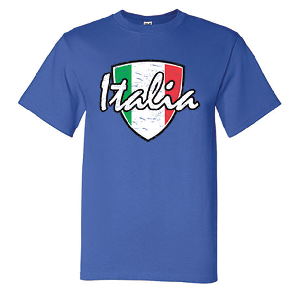 Italia Distressed Badge Royal Blue T-Shirt