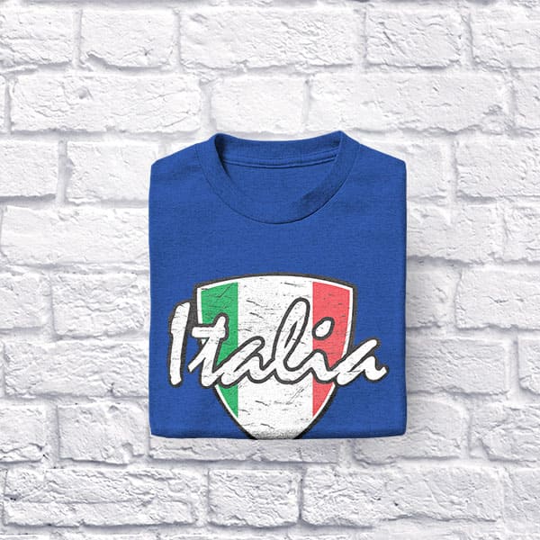 Italia Distressed Badge adult navy t-shirt folded