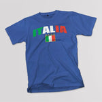 Italia Distressed Soccer adult navy t-shirt on a table