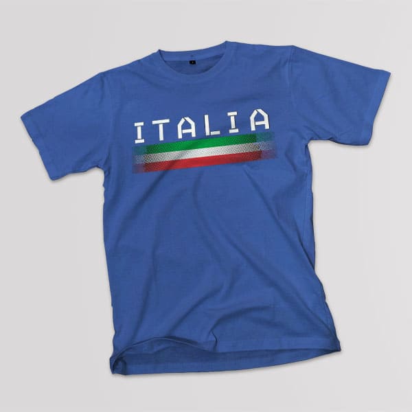 Italia Dots adult navy t-shirt on a table