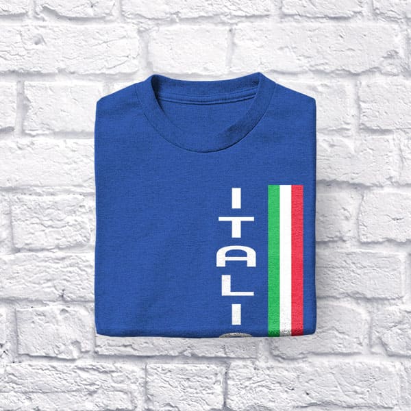 Vertical Italia adult royal blue t-shirt folded