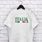 Italia adult white t-shirt on a hanger