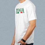 Italia adult white t-shirt on a man side view