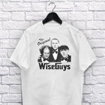 Original Wise Guys adult white t-shirt on a hanger