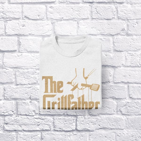 The Grillfather adult white t-shirt on folded