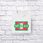 FBI-Stamp adult white t-shirt on a folded