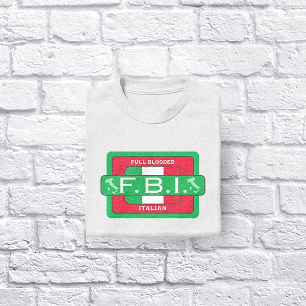 FBI-Stamp adult white t-shirt on a folded