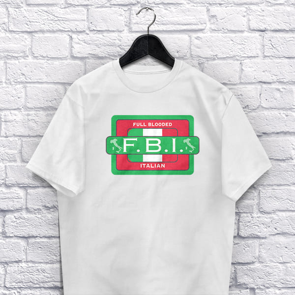 FBI-Stamp adult white t-shirt on a hanger