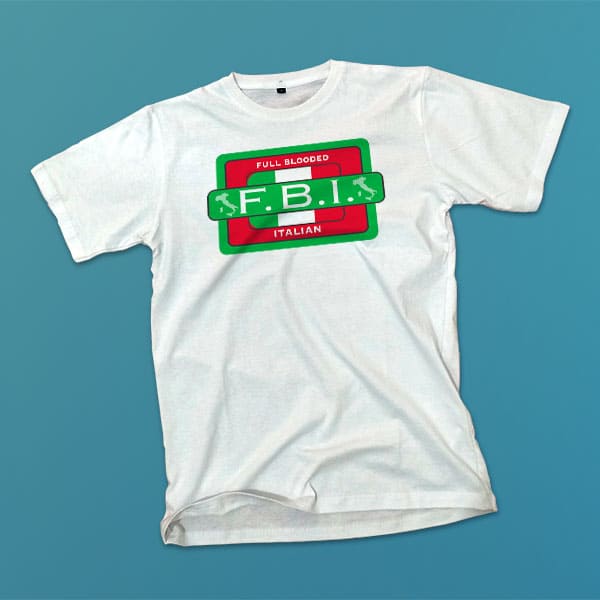 FBI-Stamp adult white t-shirt on a table