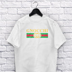 Gnocchi adult white t-shirt on a hanger