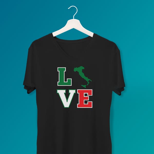 Love with Boot ladies v-neck black t-shirt on a hanger