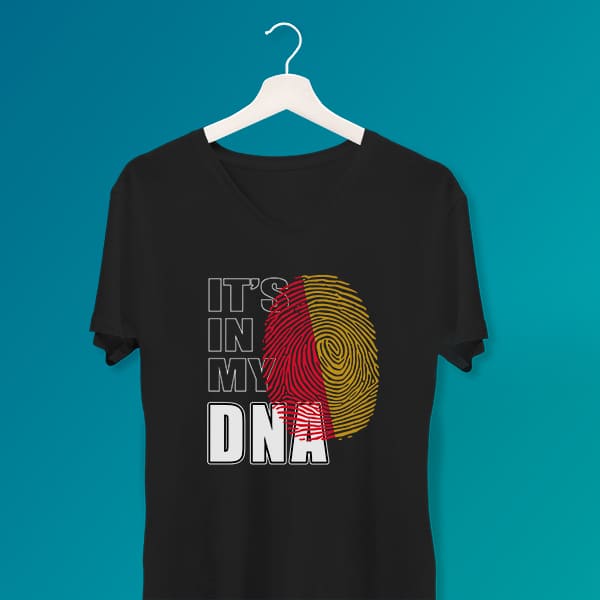 It's in my DNA Sicilian ladies v-neck black t-shirt on a hanger