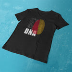It's in my DNA Sicilian ladies v-neck black t-shirt on a table