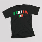 Italia soccer youth black t-shirt on a table