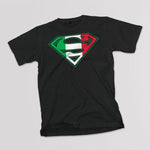 Superman youth black t-shirt on a table