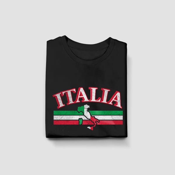 Italia bar with boot youth black t-shirt folded