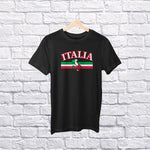 Italia bar with boot youth black t-shirt on a hanger