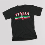 Italia bar with boot youth black t-shirt on a table