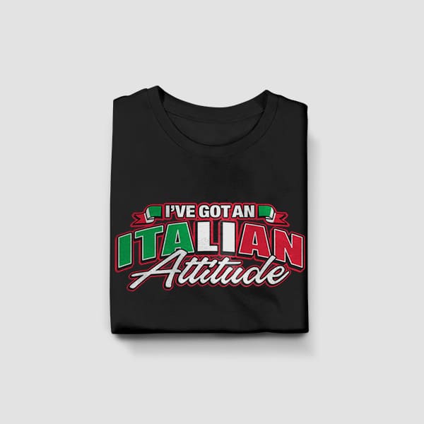 I've got an Italian attitude youth black t-shirt folded