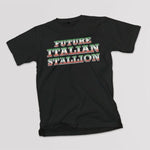 Future Italian Stallion youth black t-shirt on a table