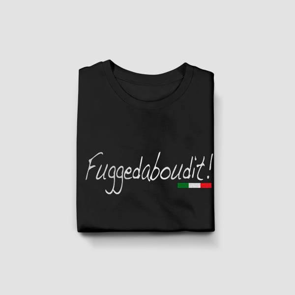 Fuggedaboudit youth black t-shirt folded