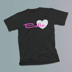 Bella heart youth girls black t-shirt on a table