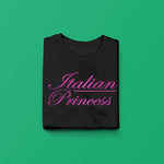 Pink Italian princess youth girls black t-shirt folded
