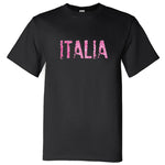 Distressed Pink Italia Glitter Black T-Shirt